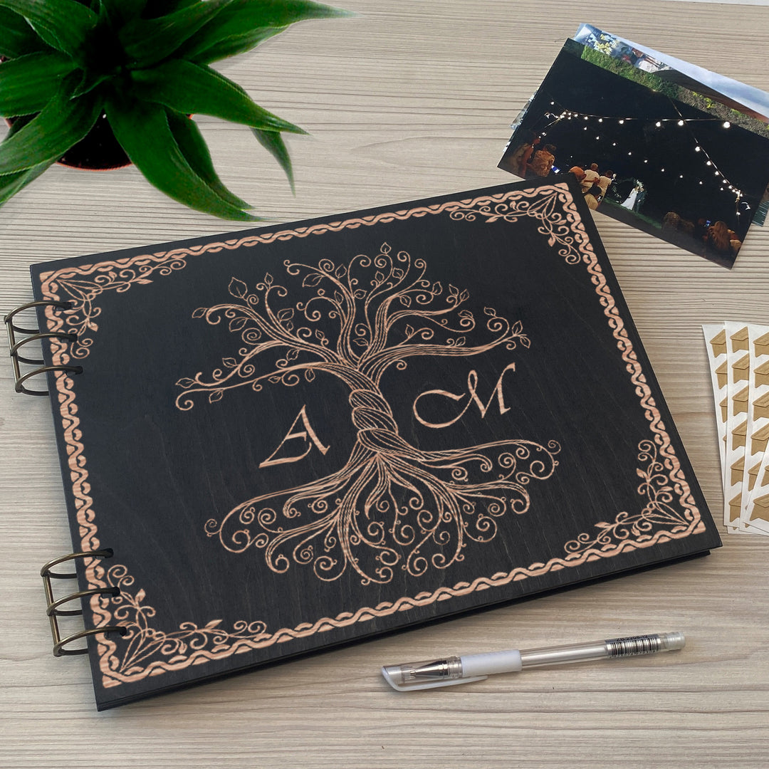 Personalized photo album cover and Family Wood engraving photo №7