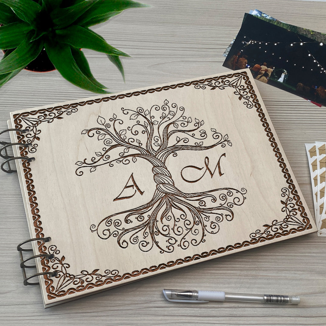 Personalized photo album cover and Family Wood engraving photo №4