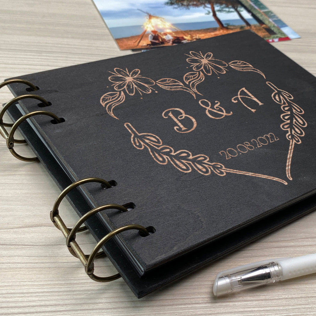 Personalized photo album cover and Wedding initials engraving photo №5