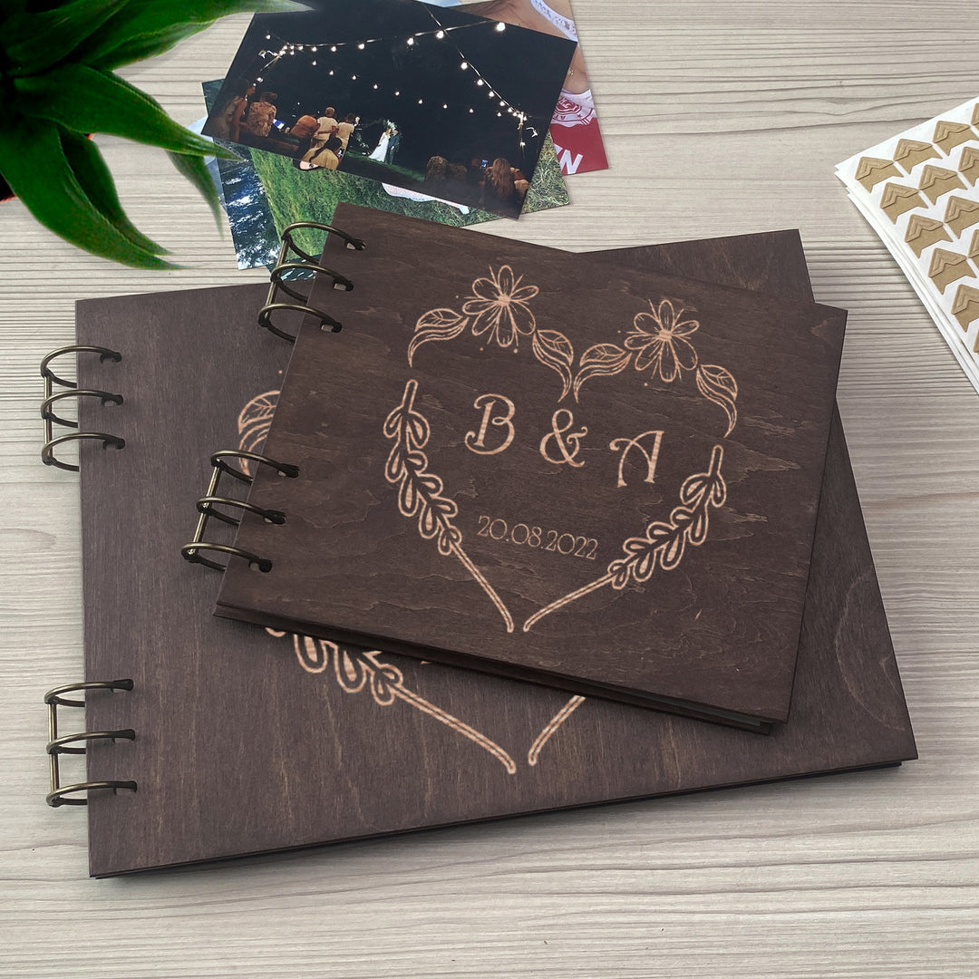Personalized photo album cover and Wedding initials engraving photo №14