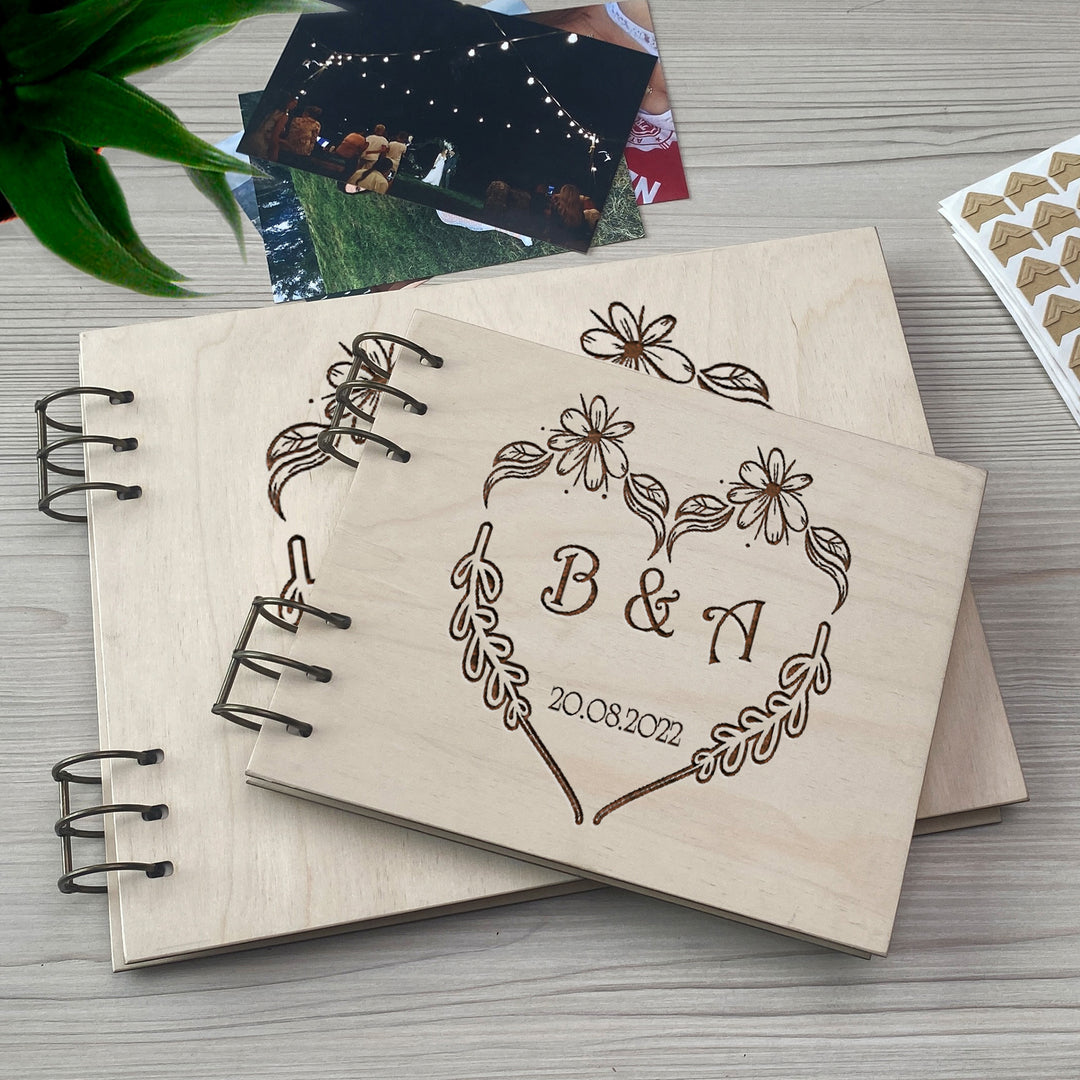 Personalized photo album cover and Wedding initials engraving photo №16