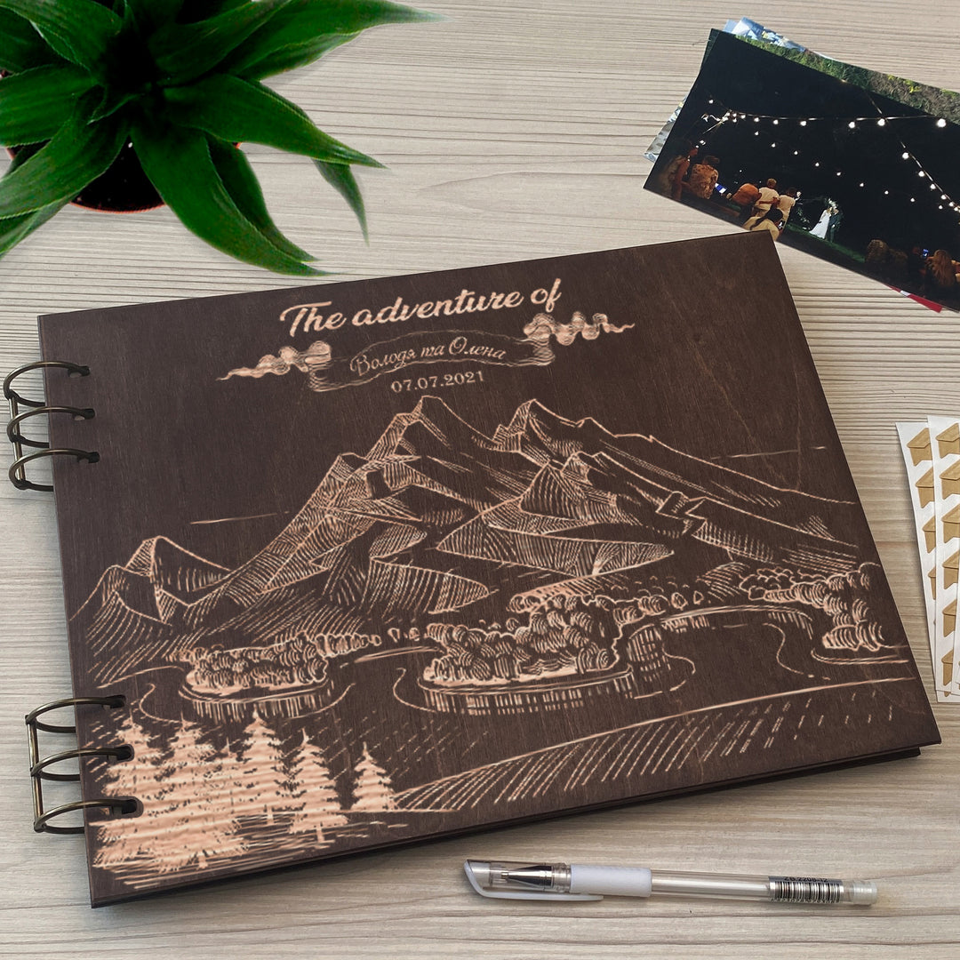 Personalized photo album cover and Mountain engraving photo №2