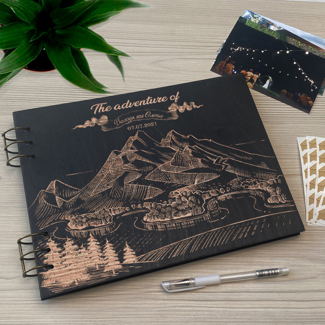 Personalized photo album cover and Mountain engraving photo №3