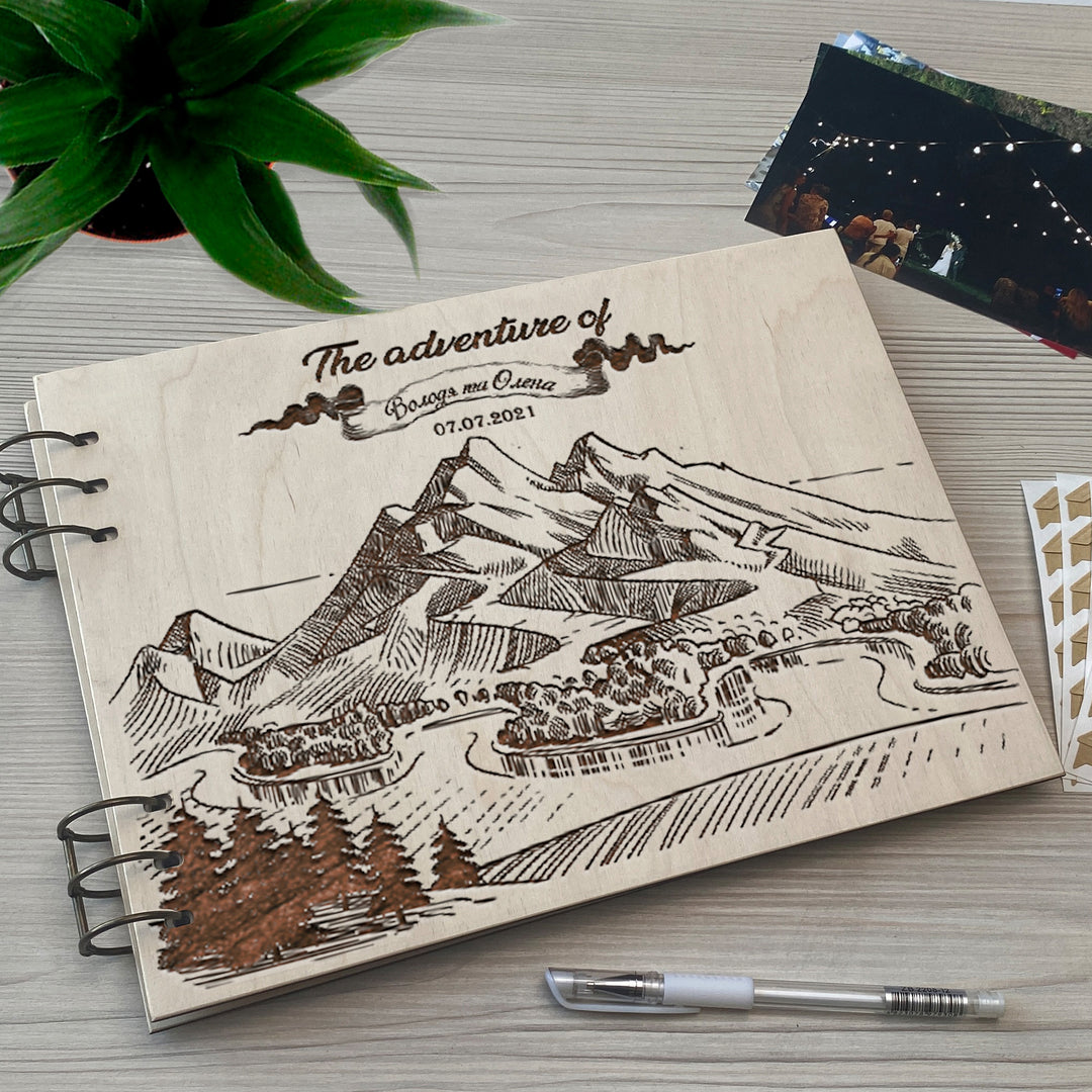 Personalized photo album cover and Mountain engraving photo №4