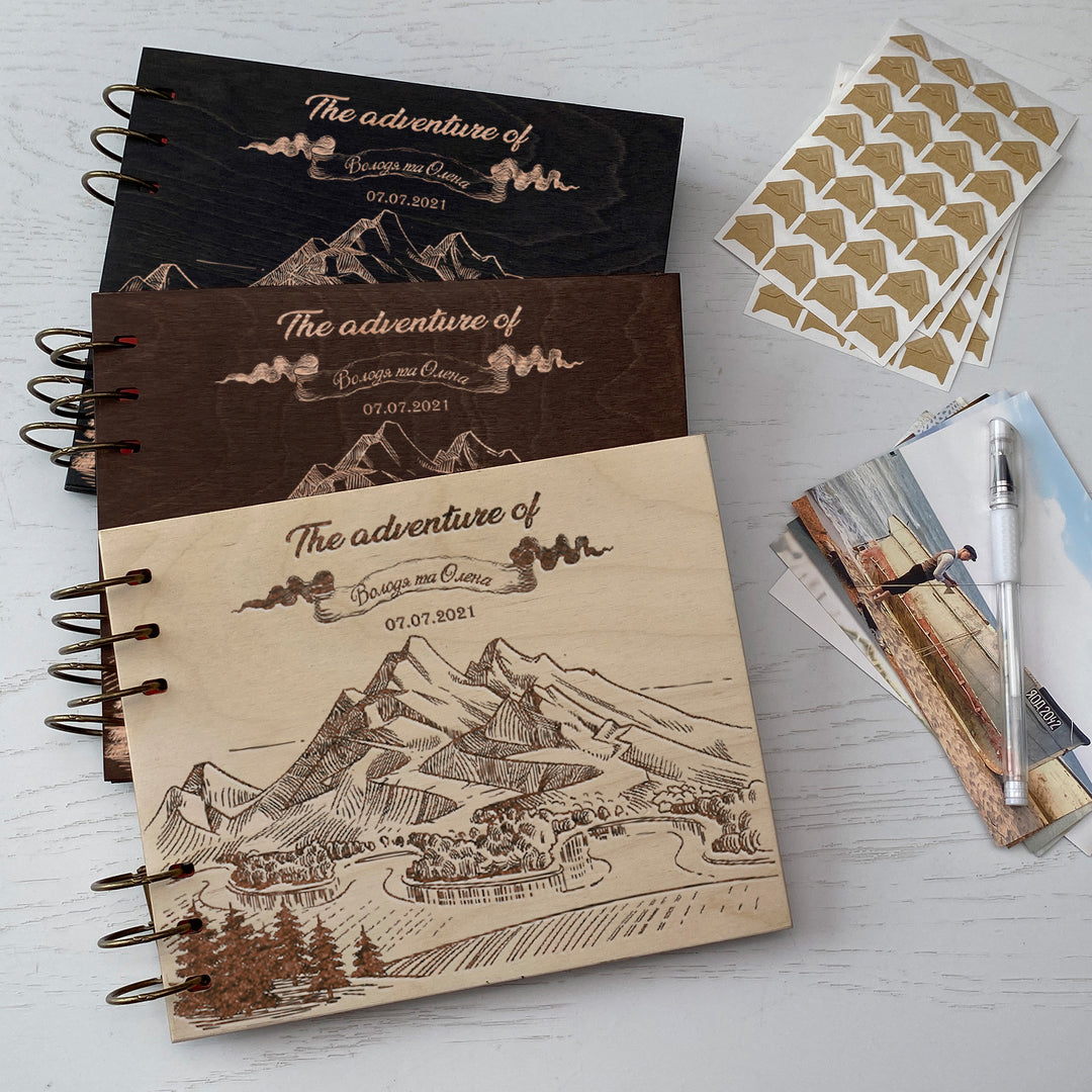 Personalized photo album cover and Mountain engraving photo №6