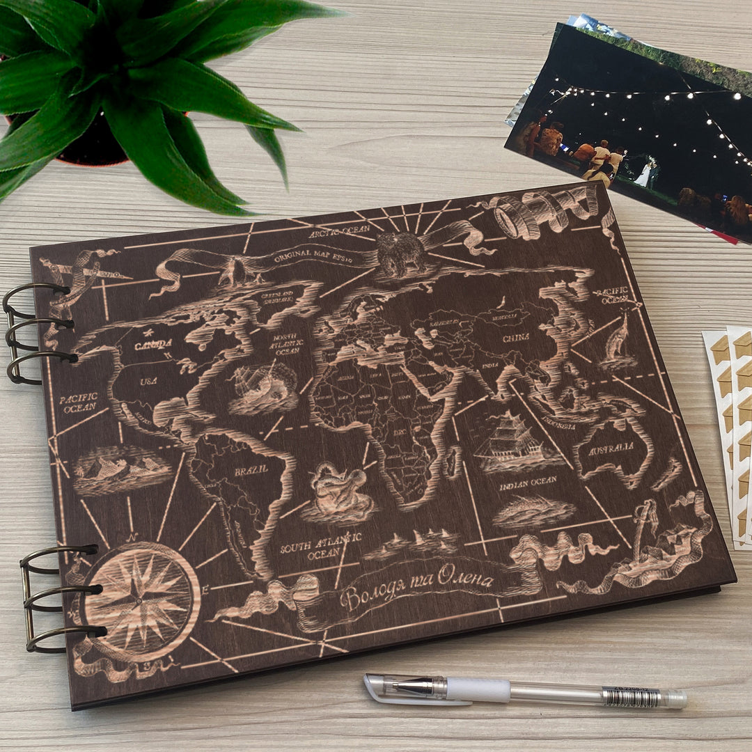 Personalized photo album cover and Earth engraving photo №3