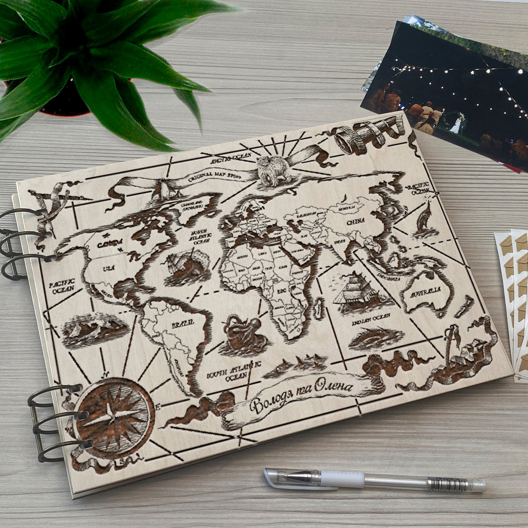 Personalized photo album cover and Earth engraving photo №5