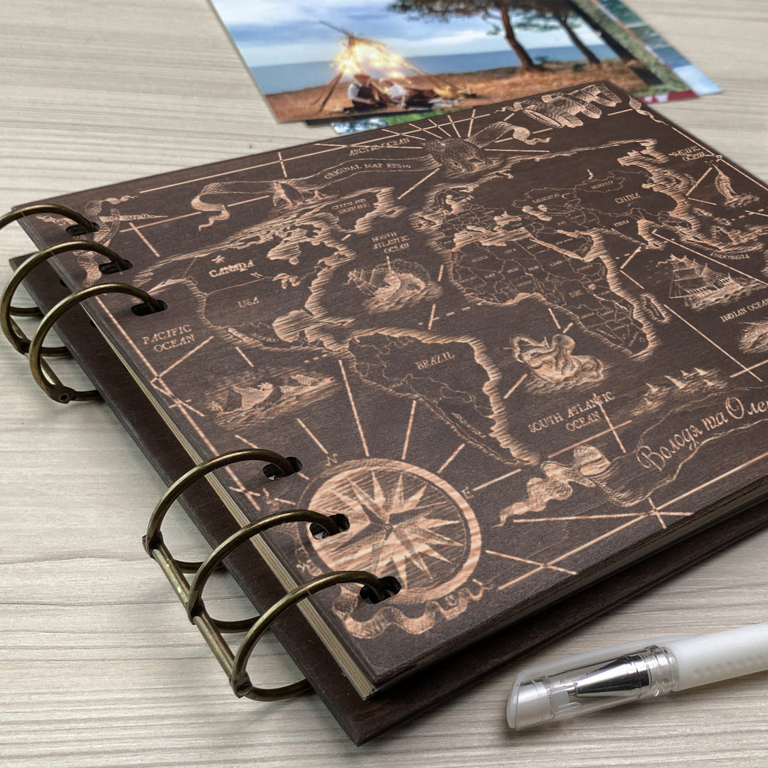 Personalized photo album cover and Earth engraving photo №4