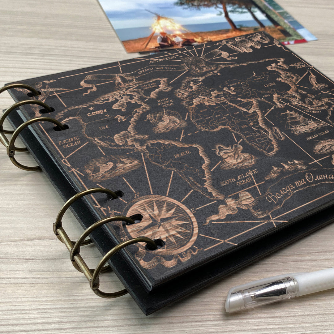 Personalized photo album cover and Earth engraving photo №2
