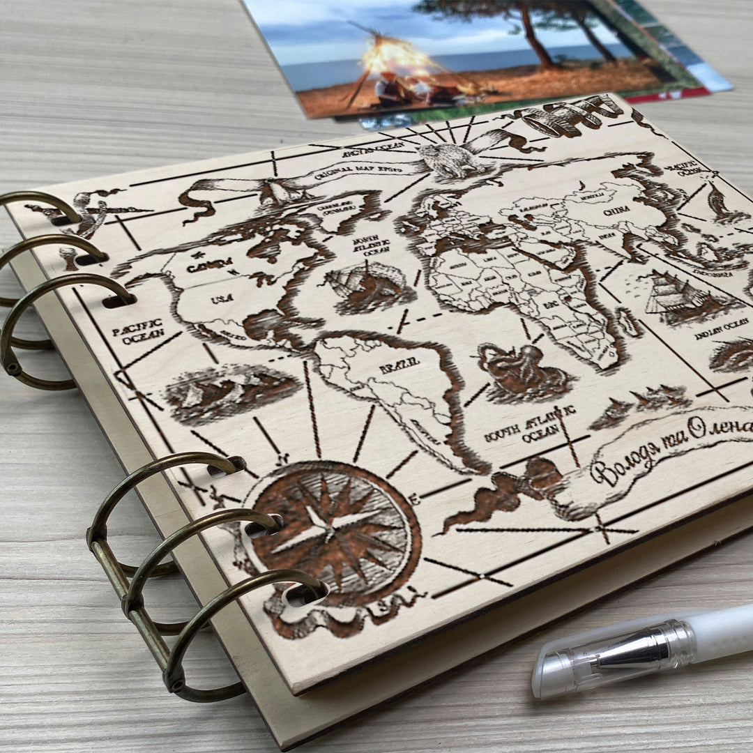Personalized photo album cover and Earth engraving photo №6