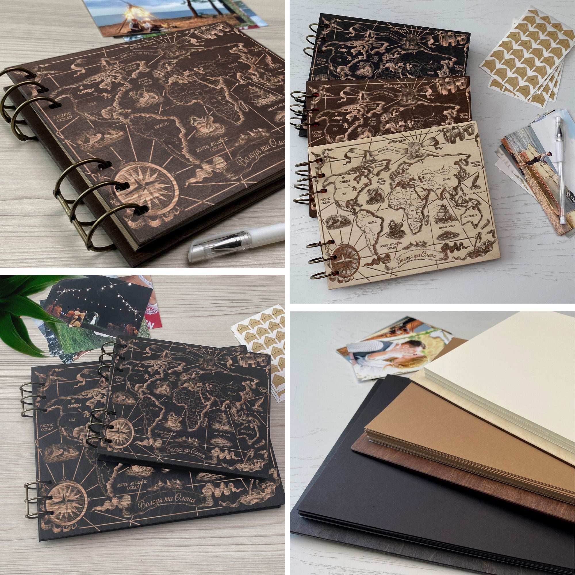 Personalized photo album cover and Earth engraving