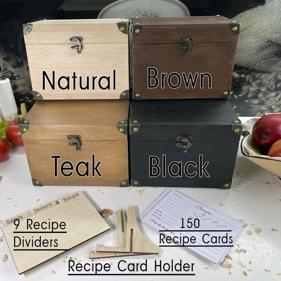 Recipe Box Block Personalized Recipe Box with Dividers and Cards Love Recipes engraving ...