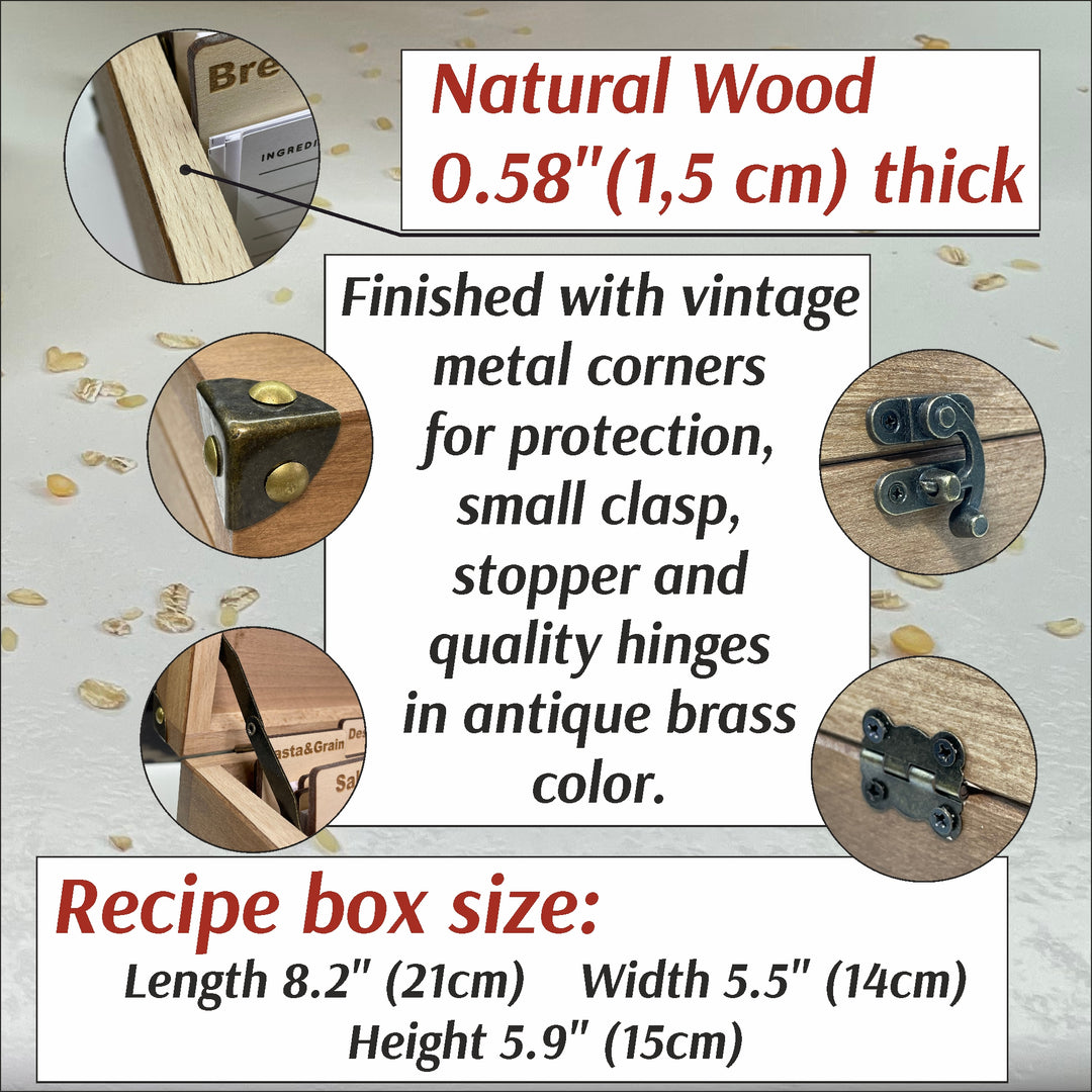 Personalized Recipe Box with Dividers and Cards Love Recipes engraving photo №15