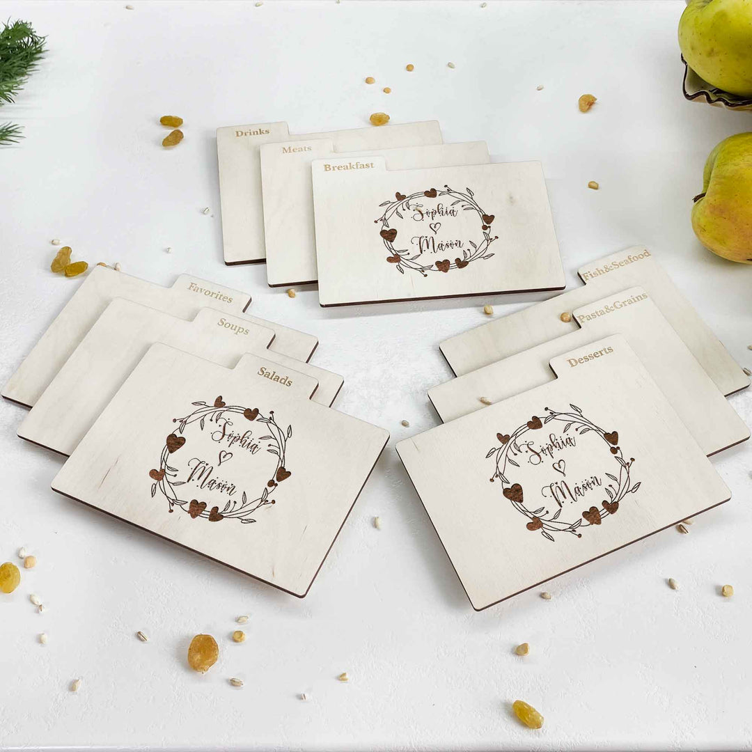 Personalized Recipe Box with Dividers and Cards Best Family Recipec engraving photo №13
