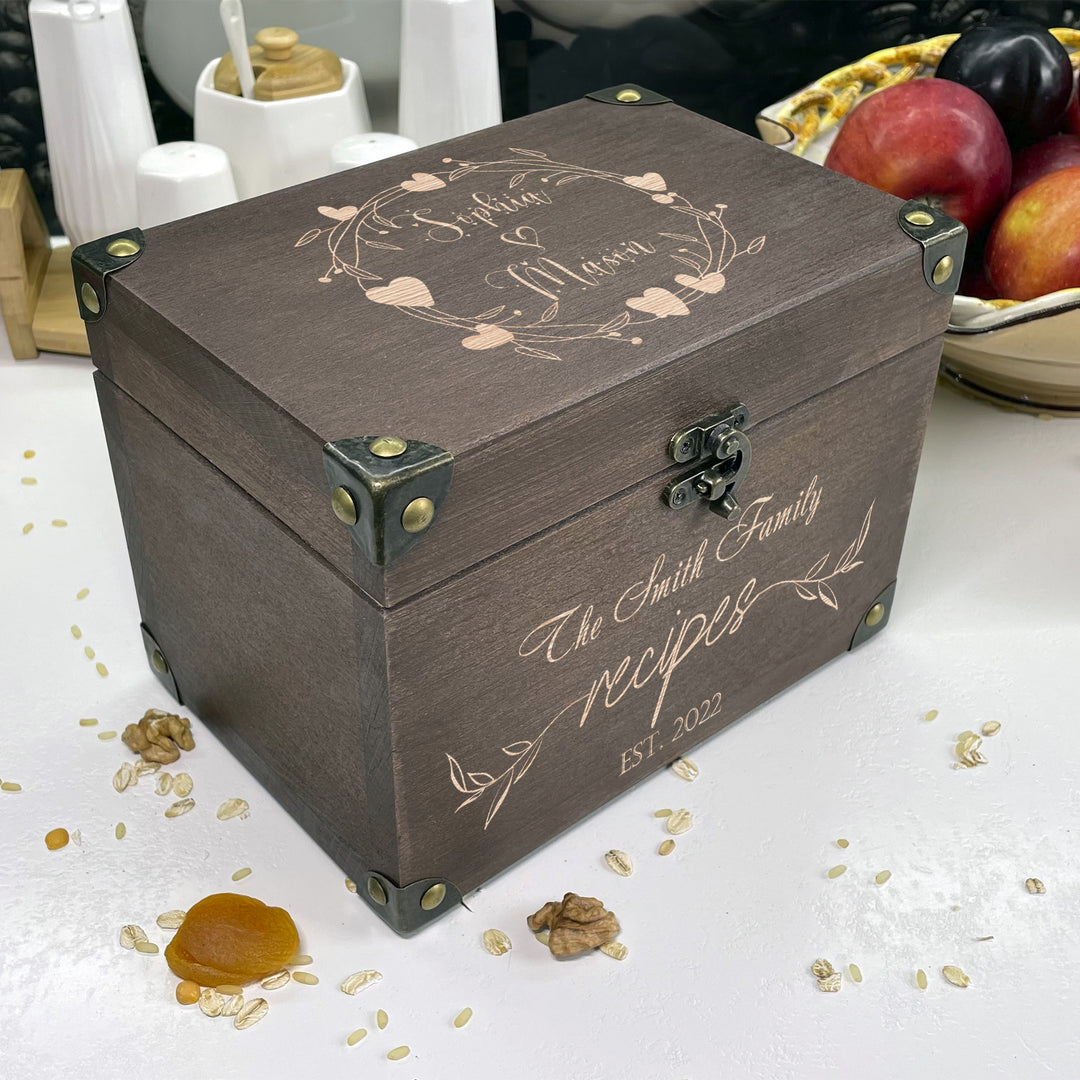 Personalized Recipe Box with Dividers and Cards Best Family Recipec engraving photo №2