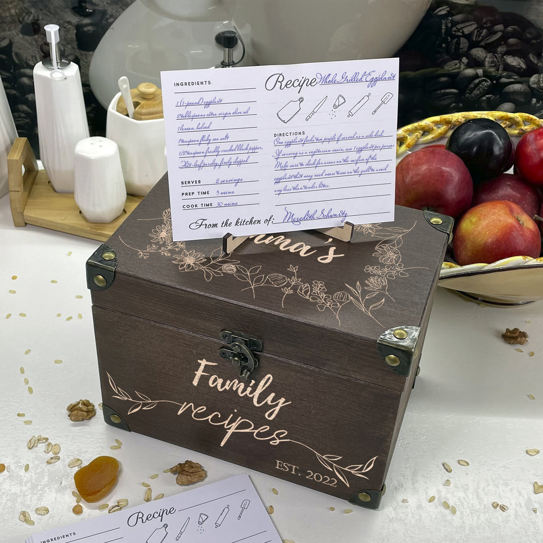 Personalized Recipe Box with Dividers and Cards Recipec engraving photo №5