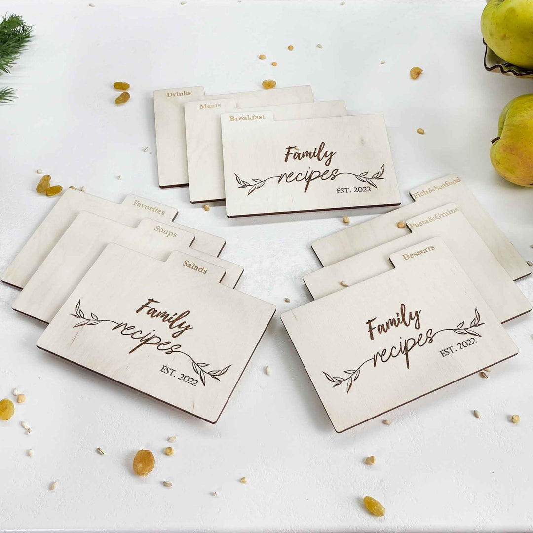 Personalized Recipe Box with Dividers and Cards Recipec engraving photo №13