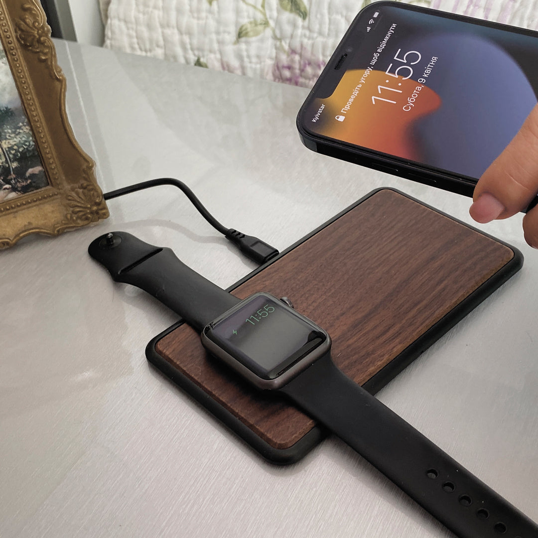 Wireless Fast Dual Charger Brown photo №5