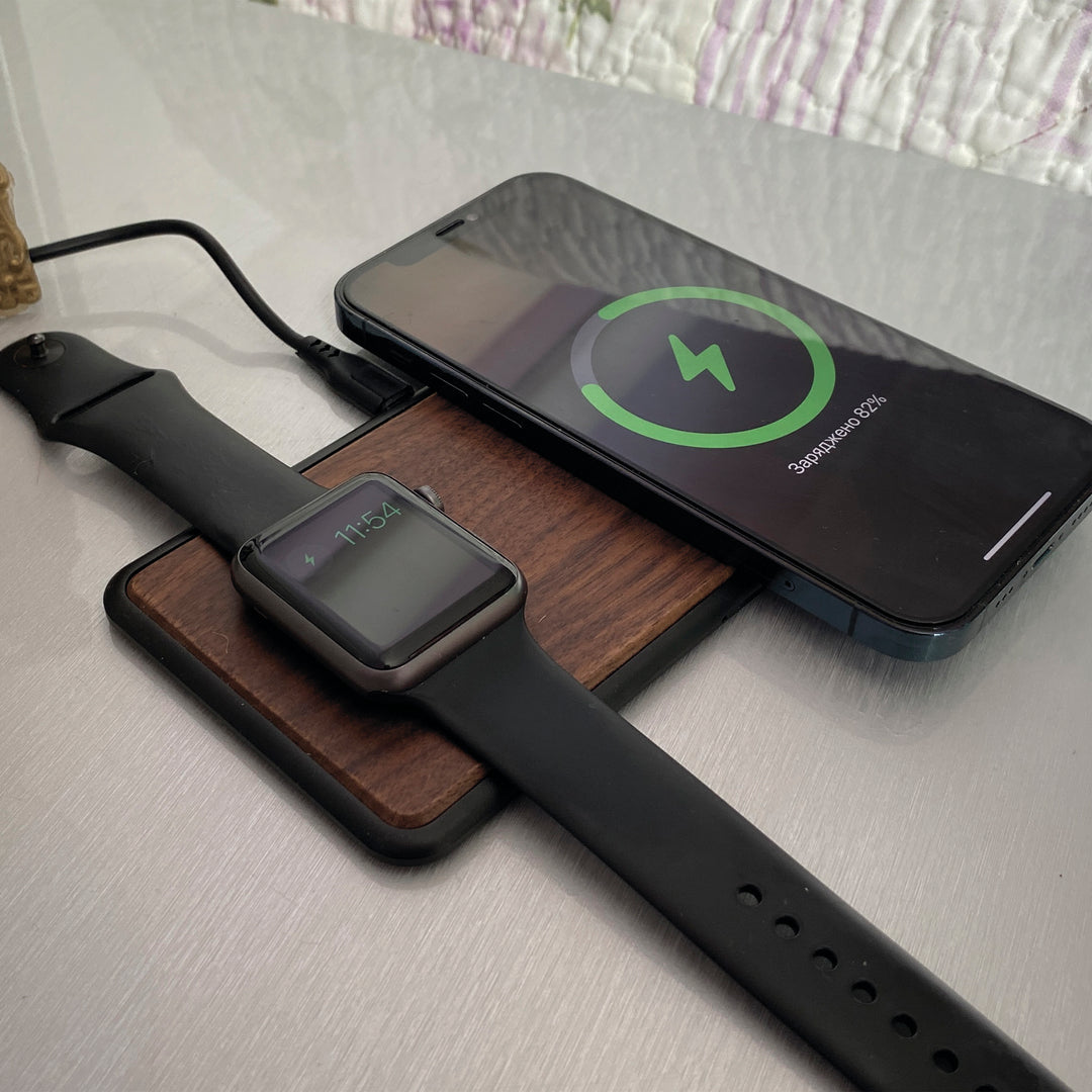 Wireless Fast Dual Charger Brown photo №6