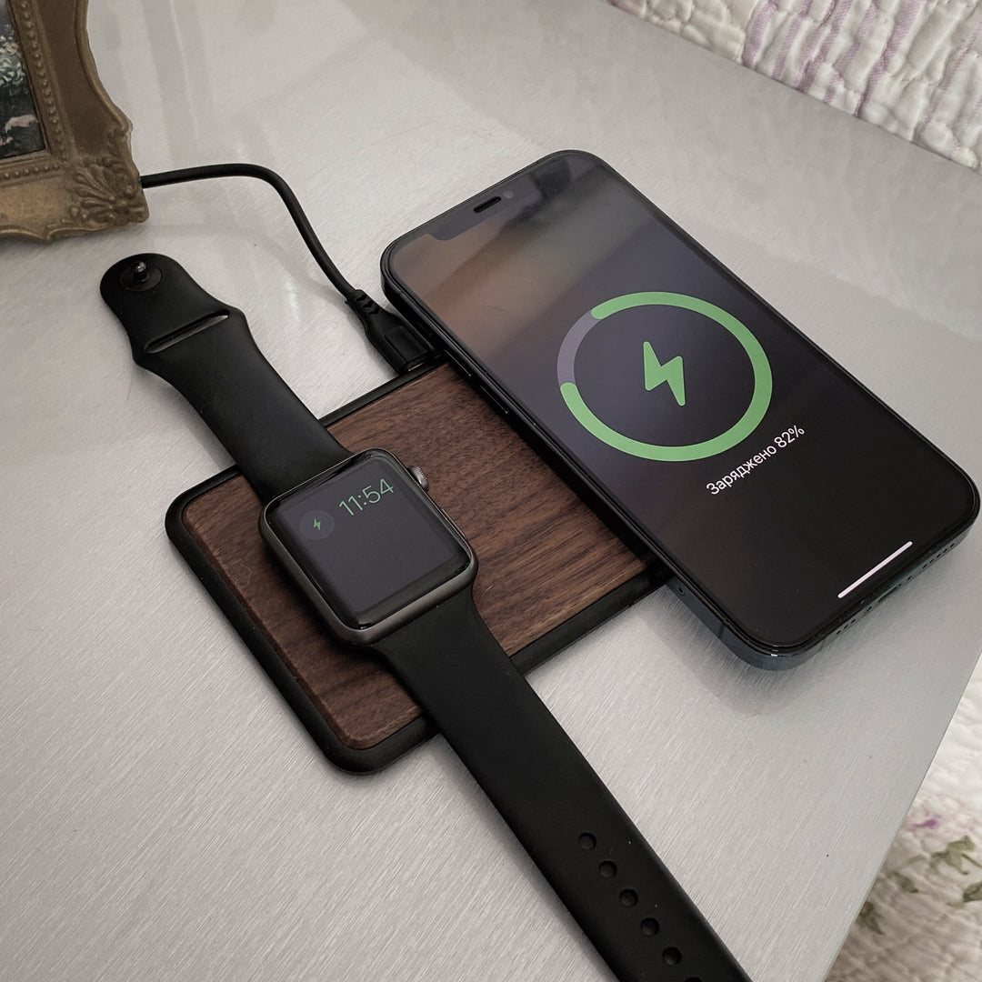 Wireless Fast Dual Charger Brown photo №7