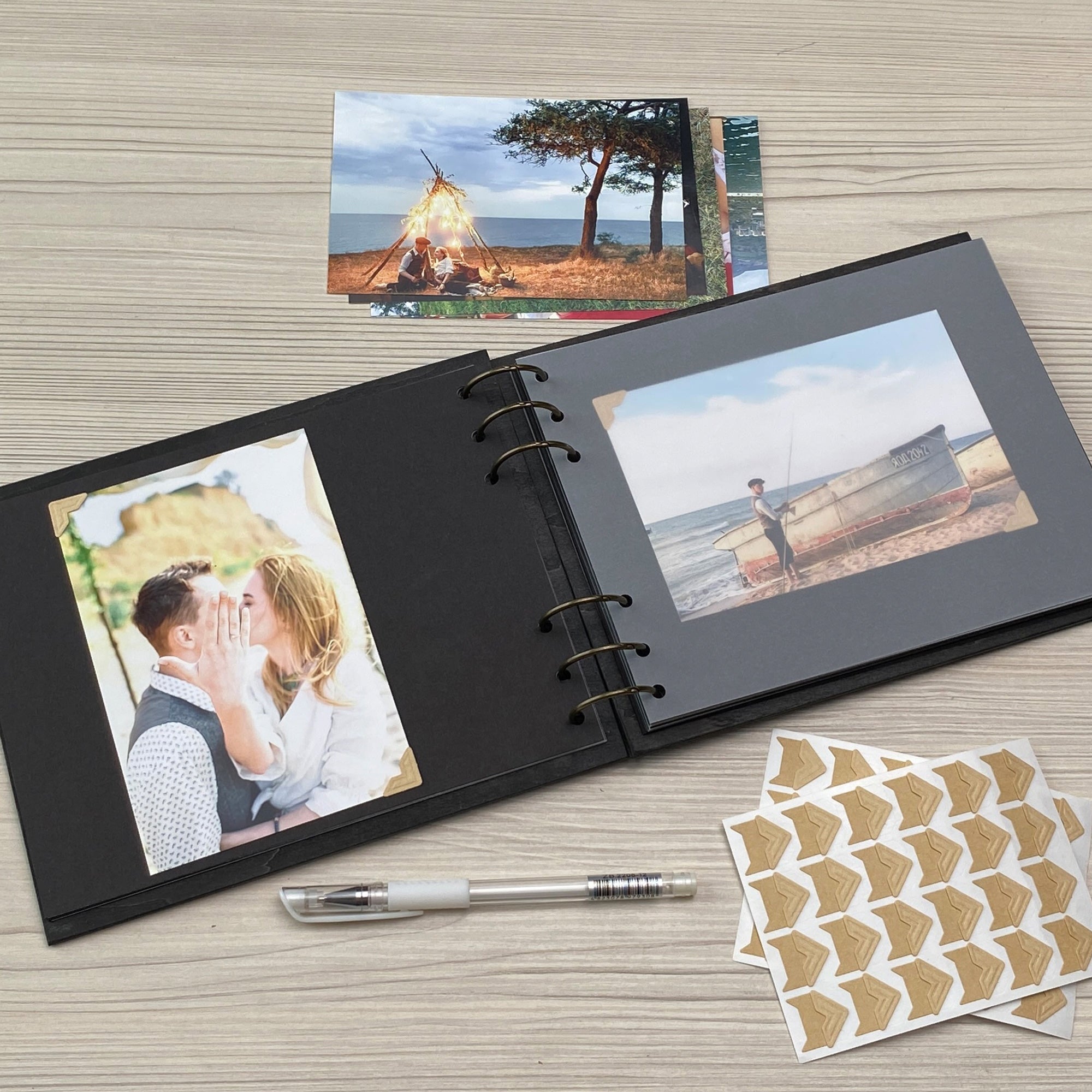 Personalized photo album cover and Flower wreath engraving