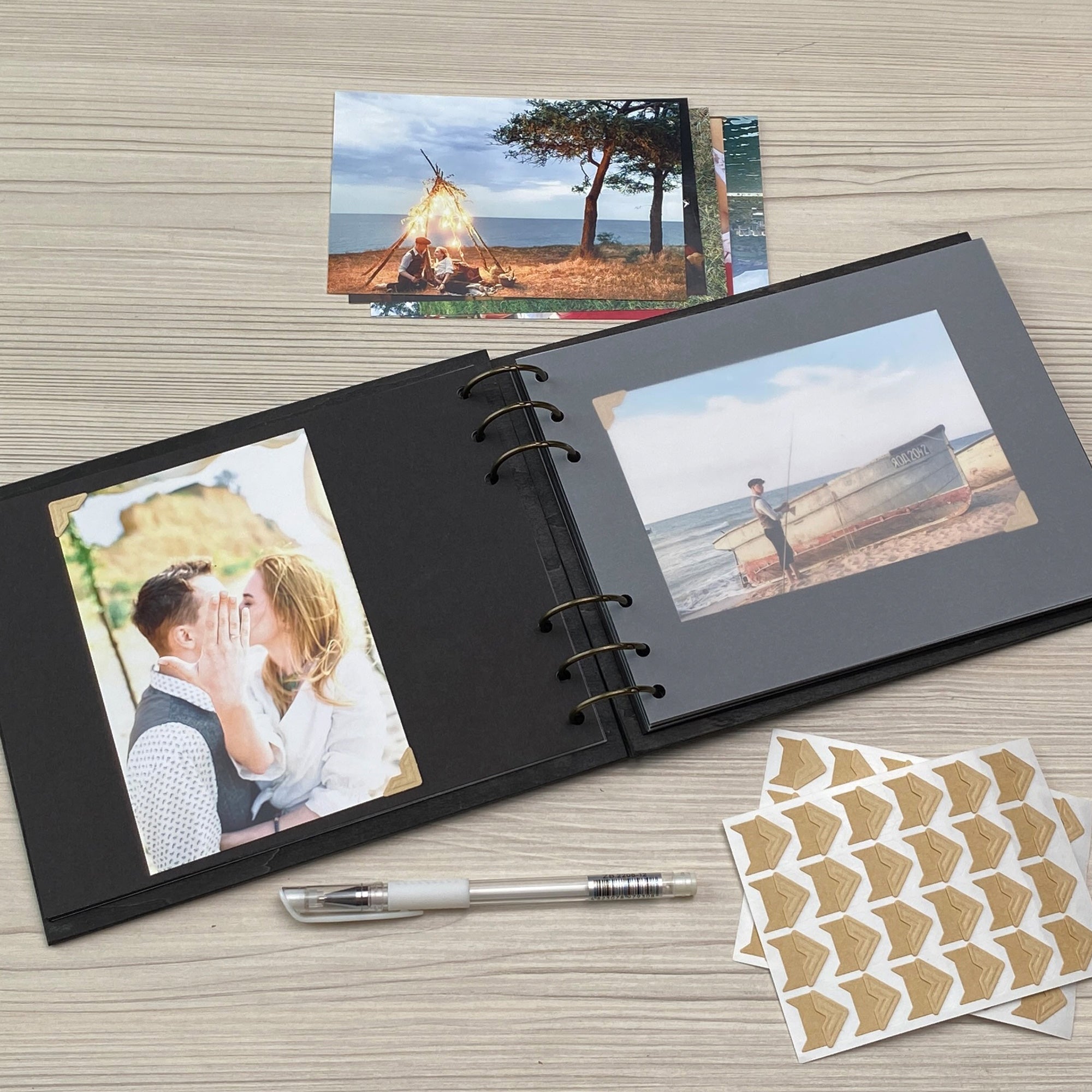 Personalized photo album cover and Hearts engraving