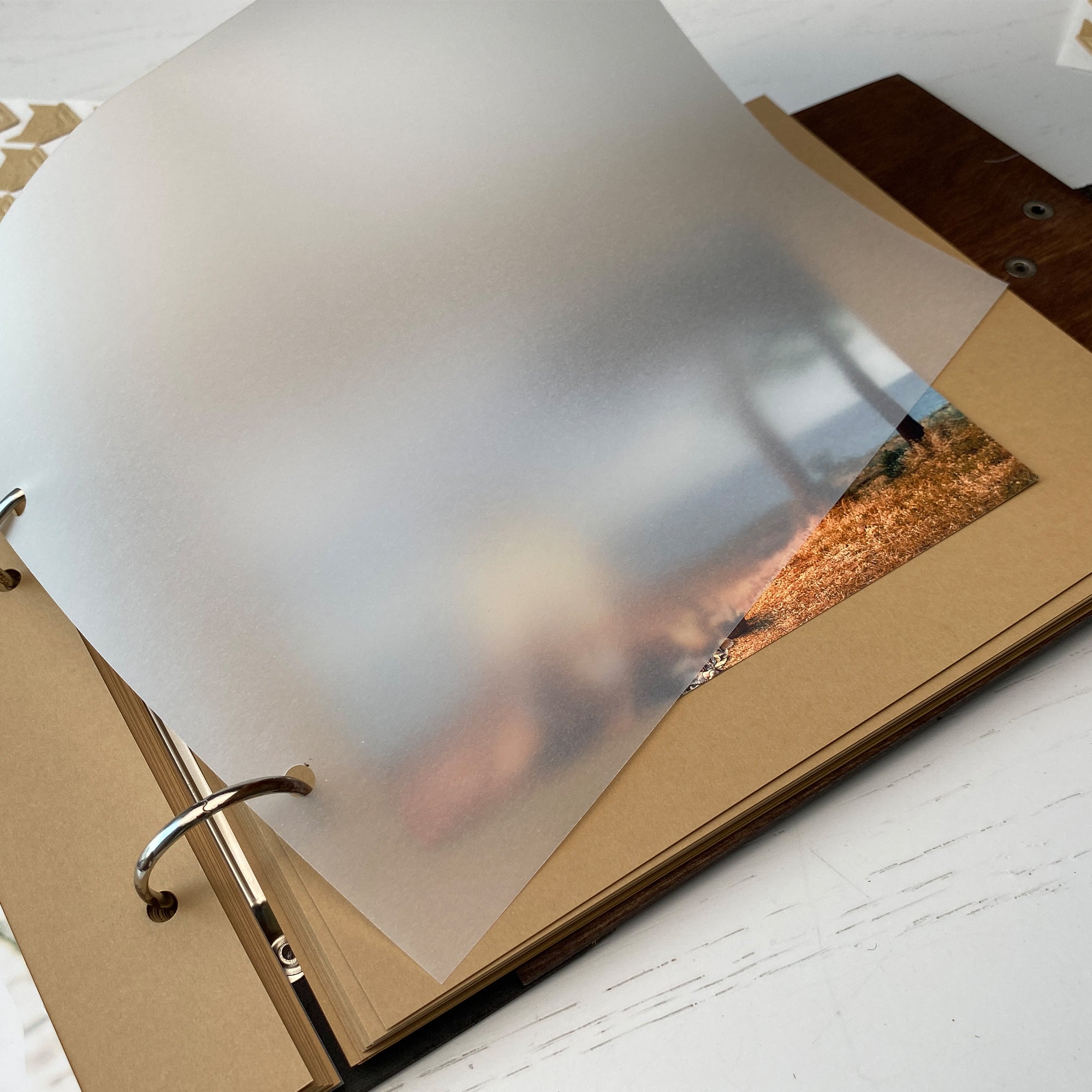 Personalized photo album with leather cover and Heart engraving