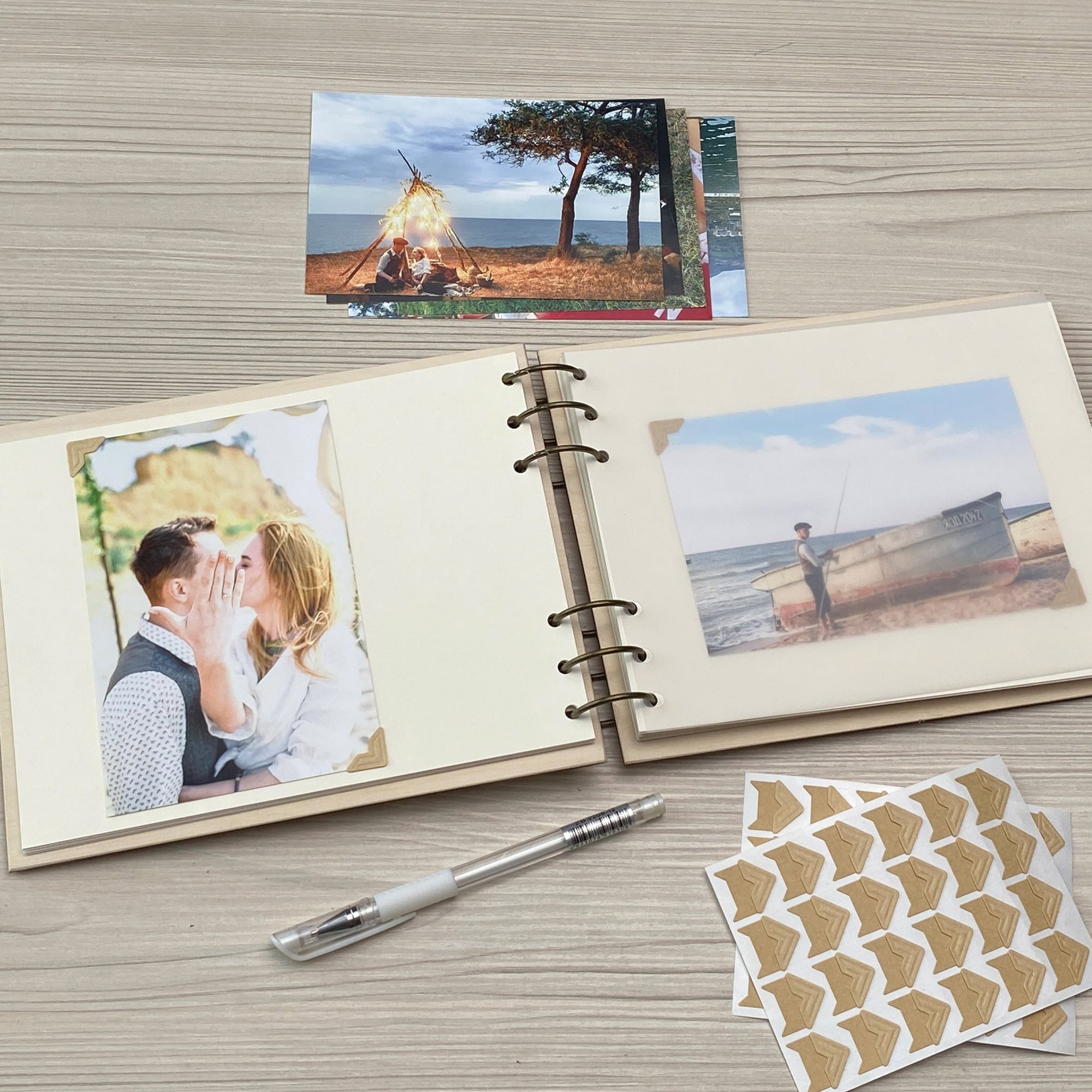 Personalized photo album cover and Hearts engraving