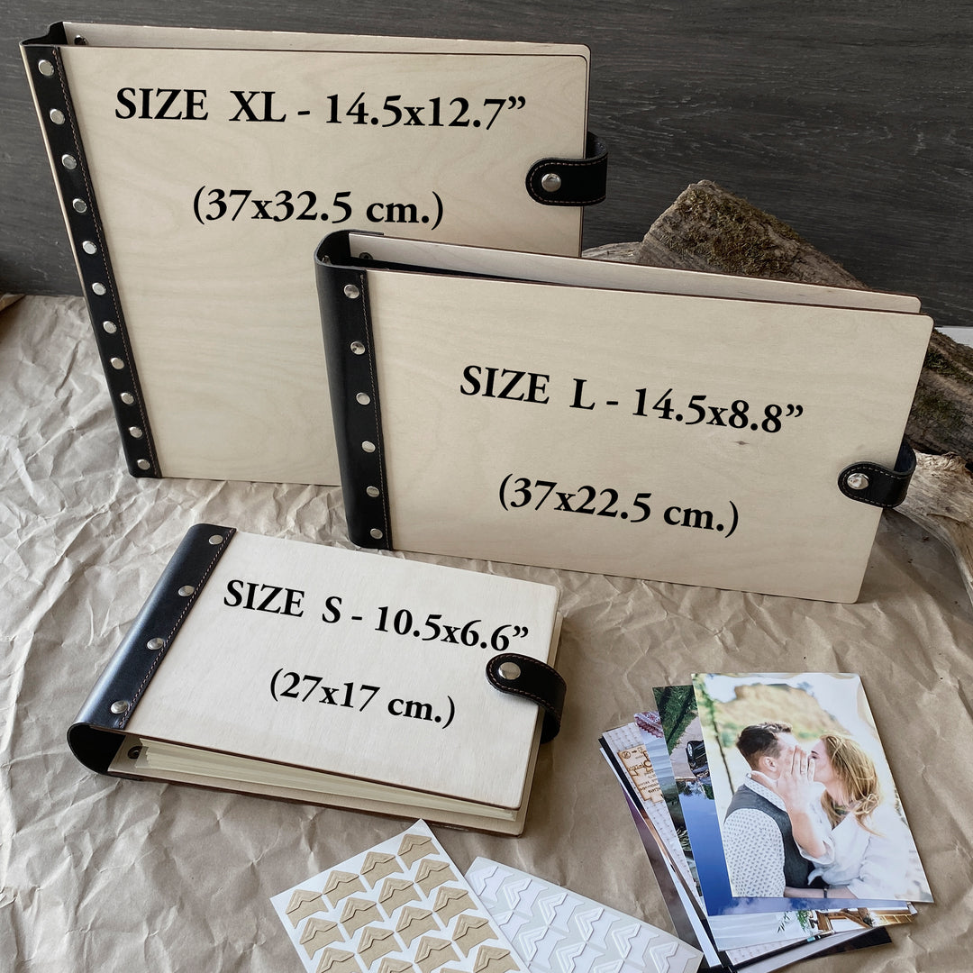 Personalized photo album with leather cover and Map-Mountains engraving photo №8