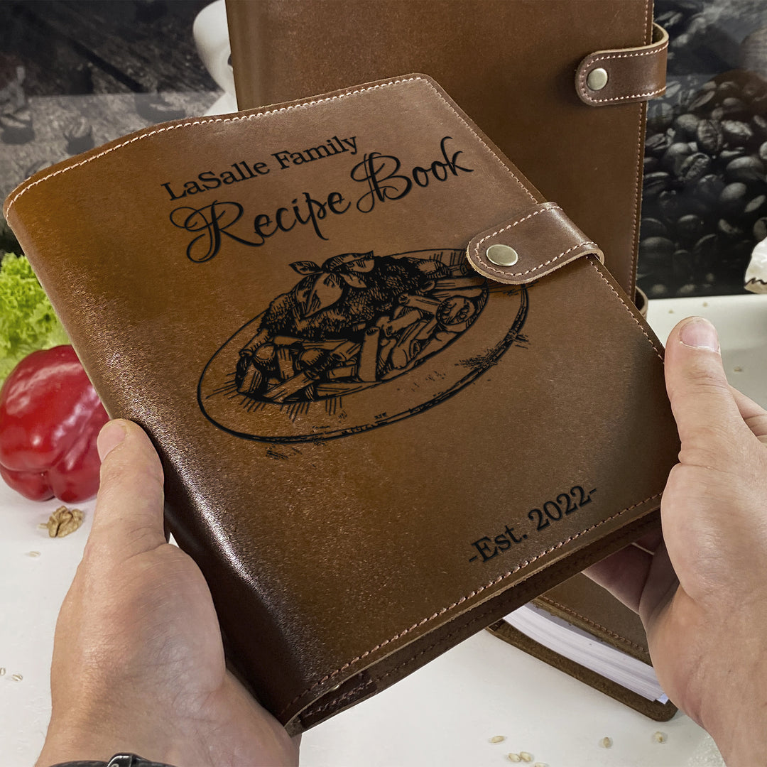 Personalized Family Leather Recipe Book photo