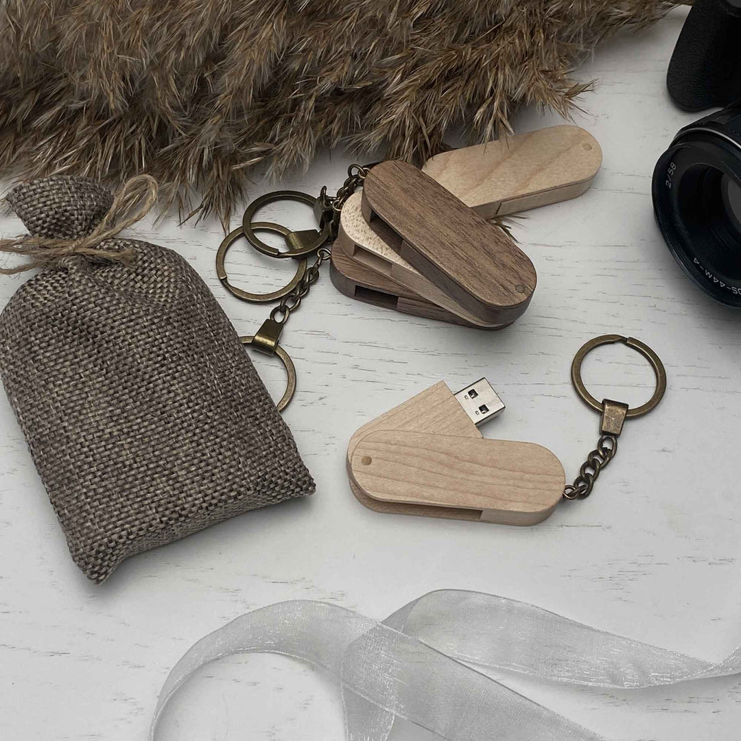 Wood USB flash drive key ring Personal engraving photo №2