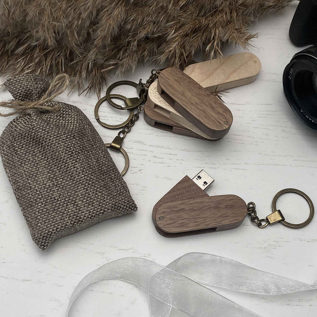 Wood USB flash drive key ring Personal engraving photo №3