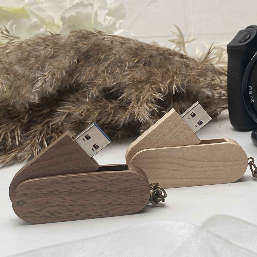 Wood USB flash drive key ring Personal engraving photo