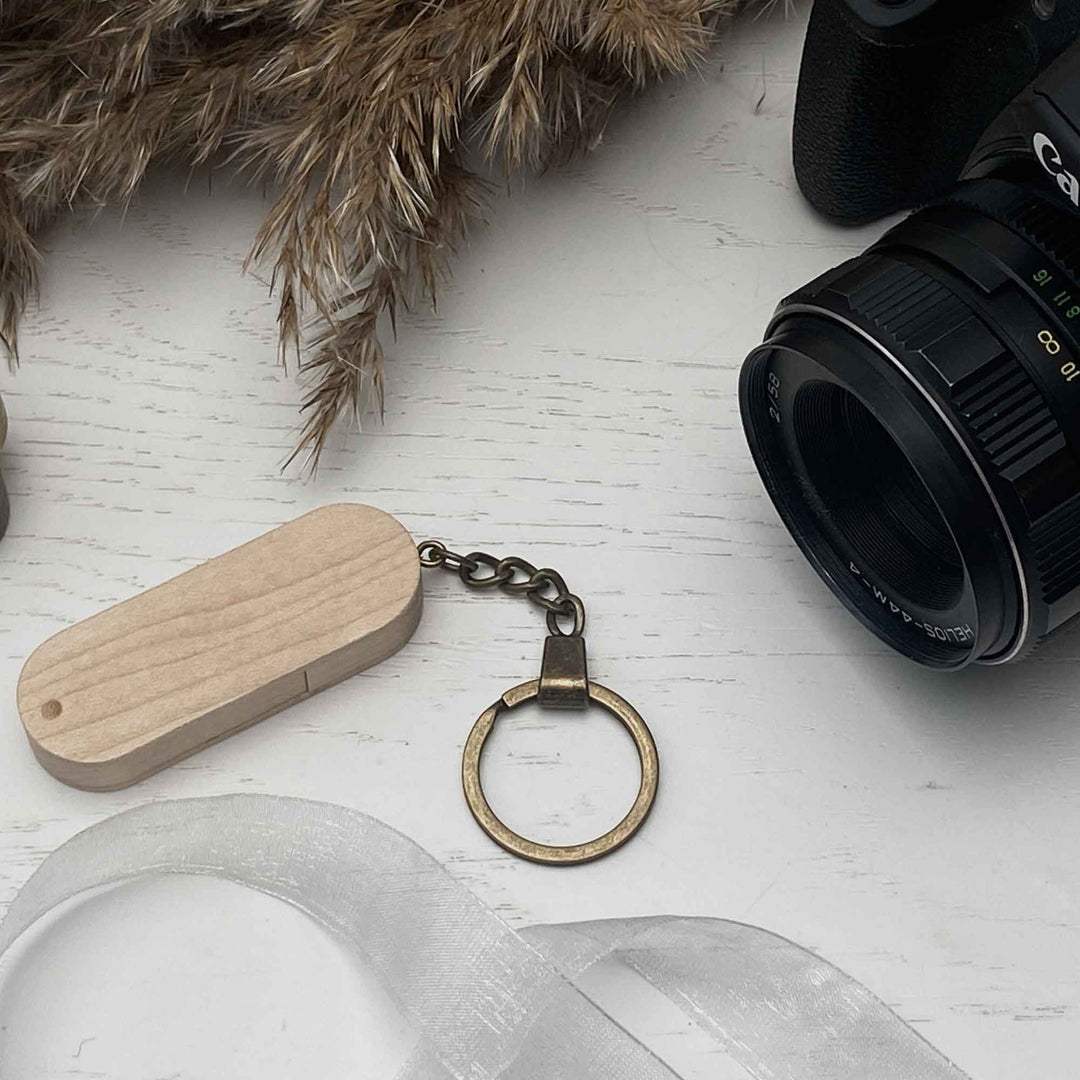 Wood USB flash drive key ring Personal engraving photo №6