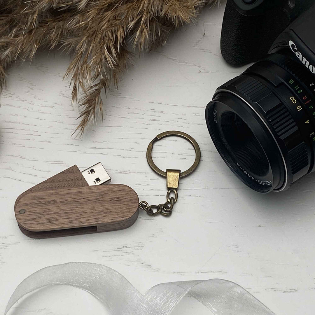 Wood USB flash drive key ring Personal engraving photo №8