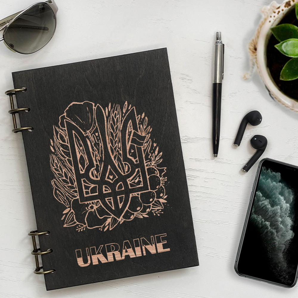 Personalized Wood Notebook engraved Emblem photo №2