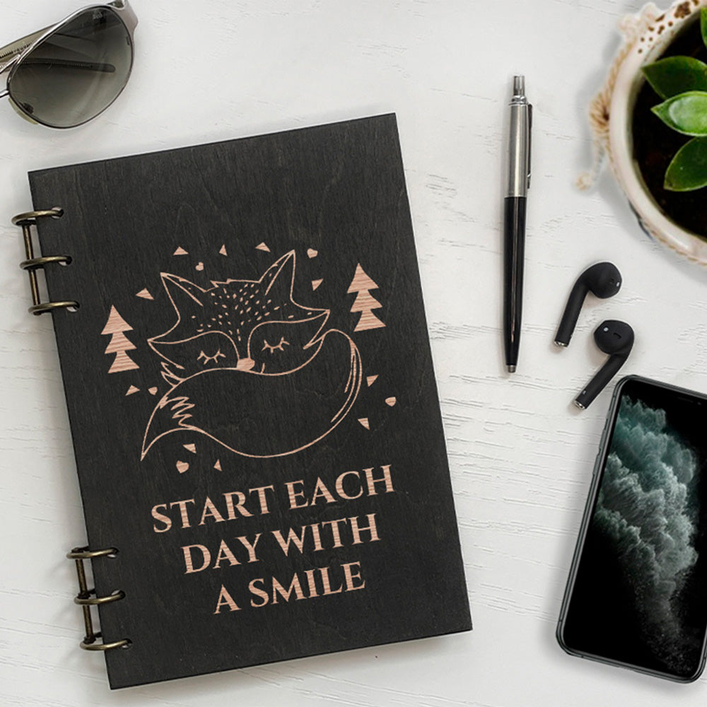 Personalized Wood Notebook engraved Smile photo №2