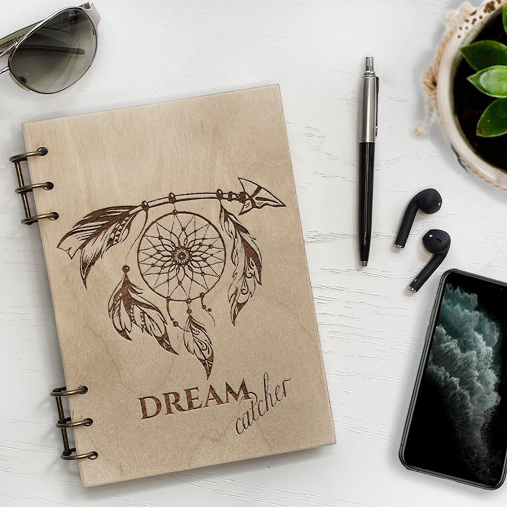 Personalized Wood Notebook engraved Dreamcatcher photo №2