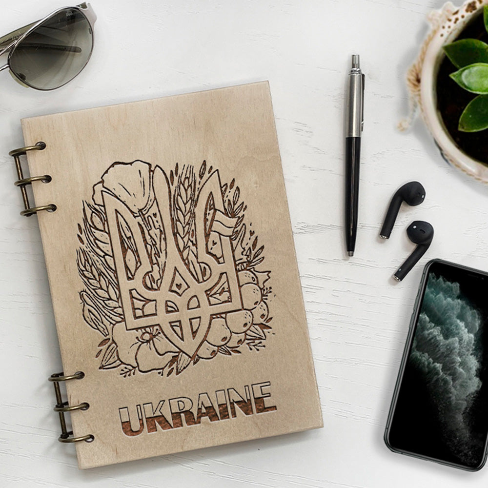 Personalized Wood Notebook engraved Emblem photo №3
