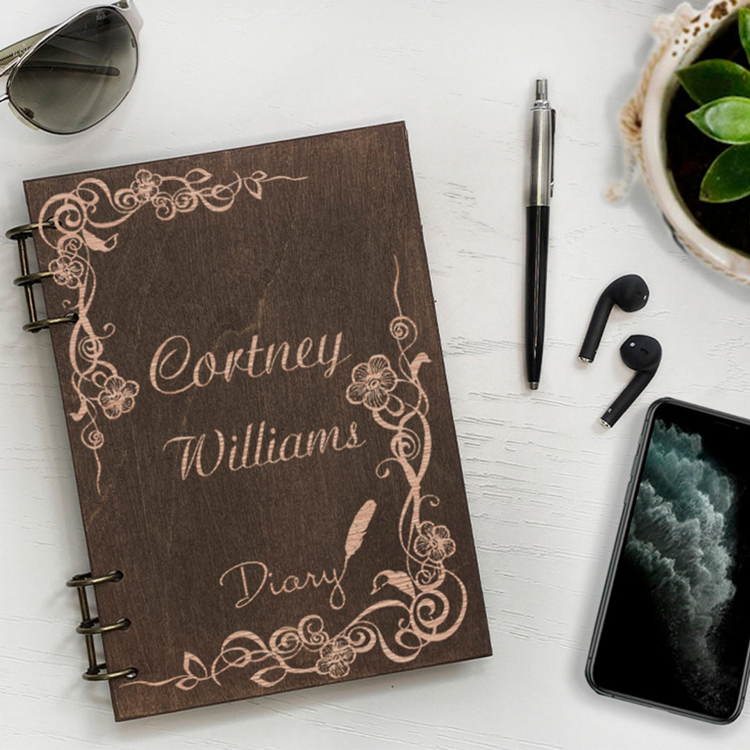 Personalized Wood Notebook engraved Diary photo №3