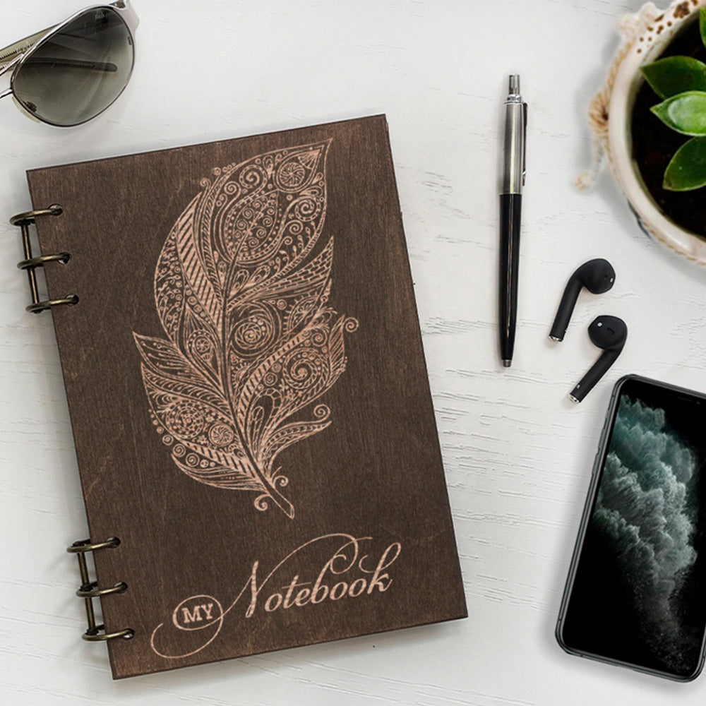 Personalized Wood Notebook engraved Writing pen photo №3