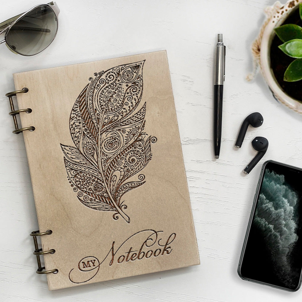 Personalized Wood Notebook engraved Writing pen photo