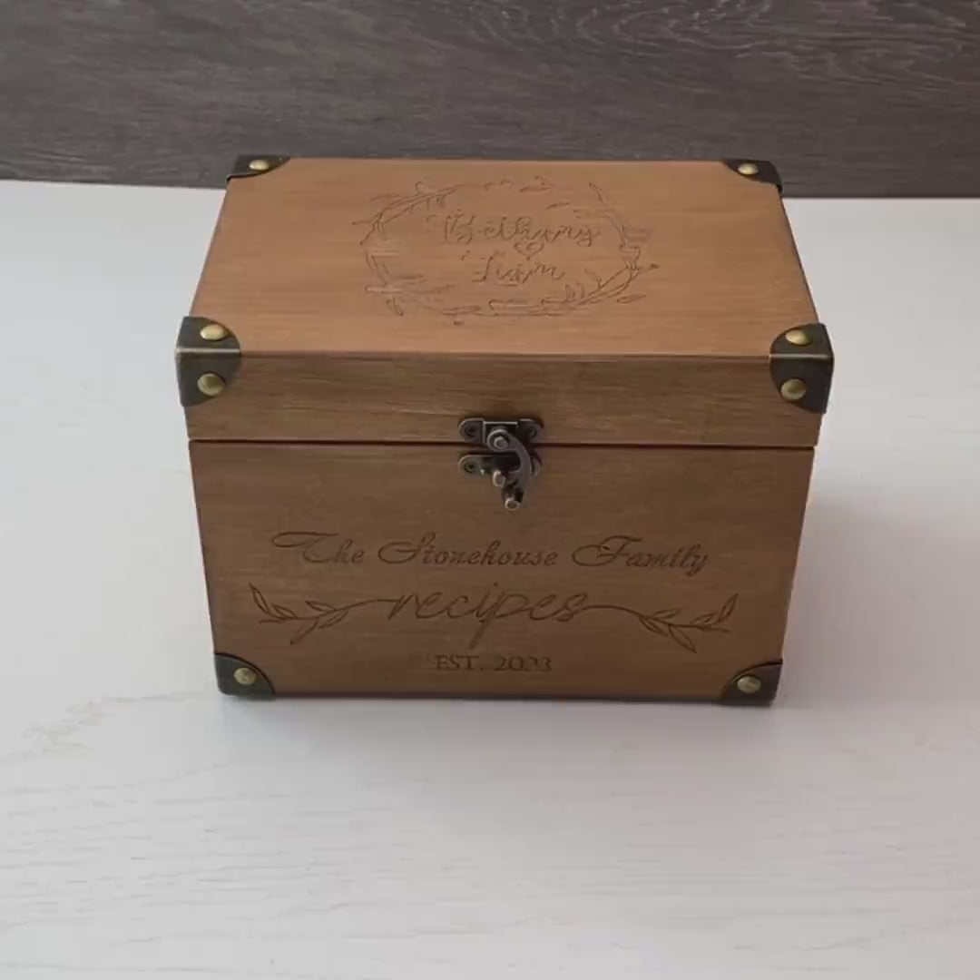 Personalized Recipe Box with Dividers and Cards Recipec engraving photo №6