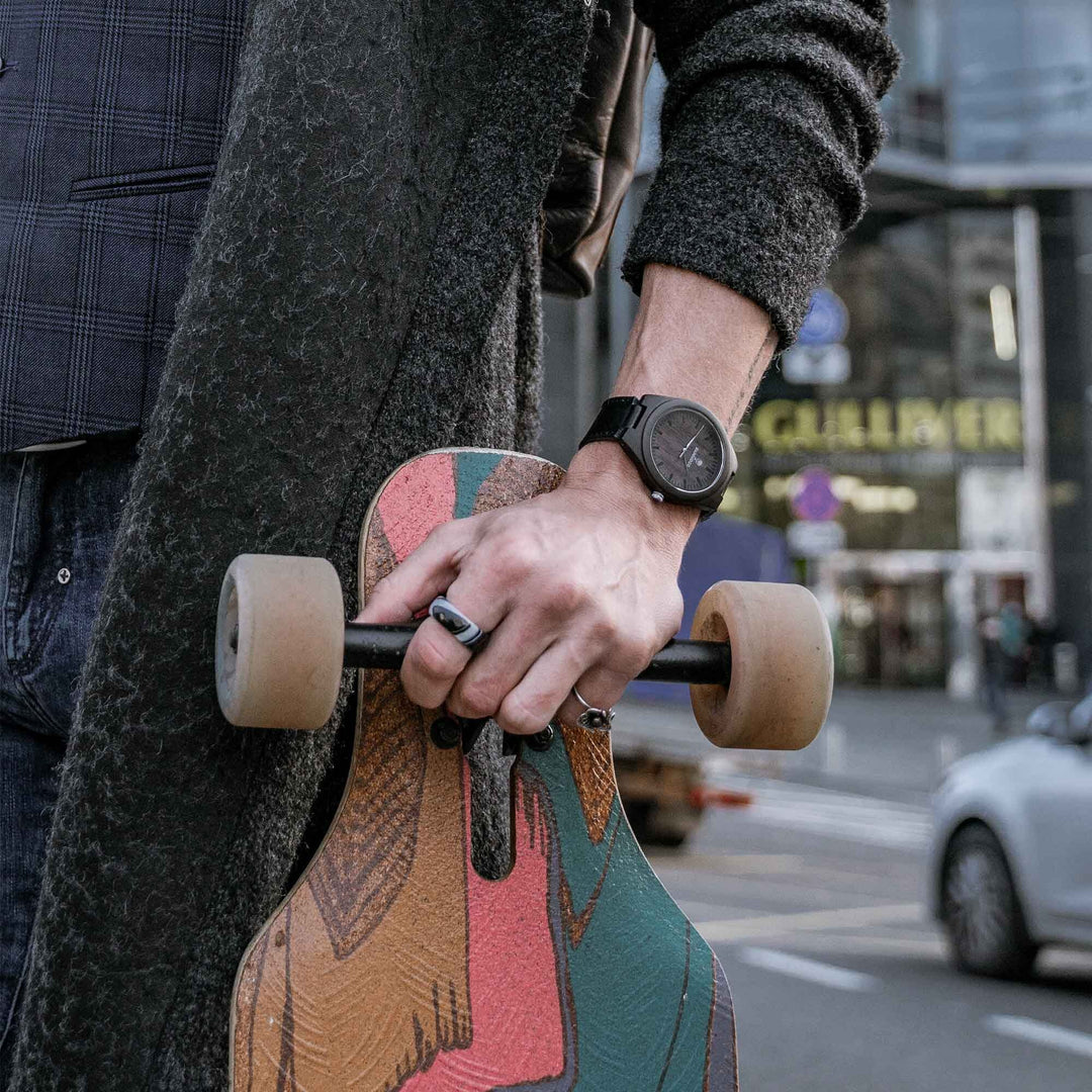 Wooden Watch SkinWood Black Custom engraving photo №2