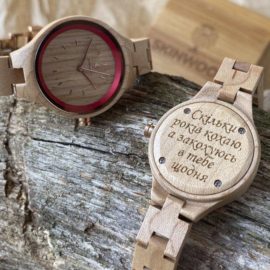 Wooden Watch Rose Personalized engraving photo №7
