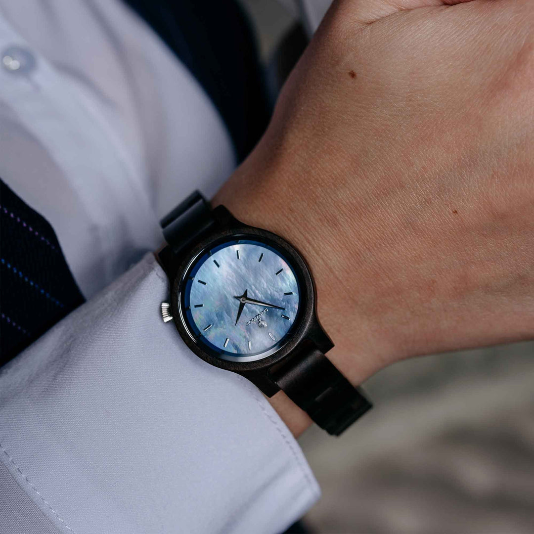 Wooden watch BlueStar Personalized engraving photo №3