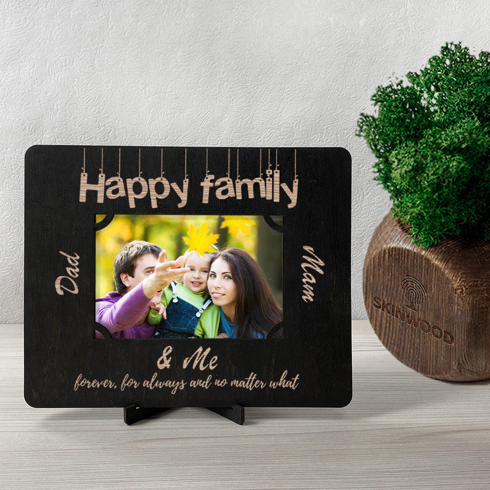 Wood Frame Happy Family engraved