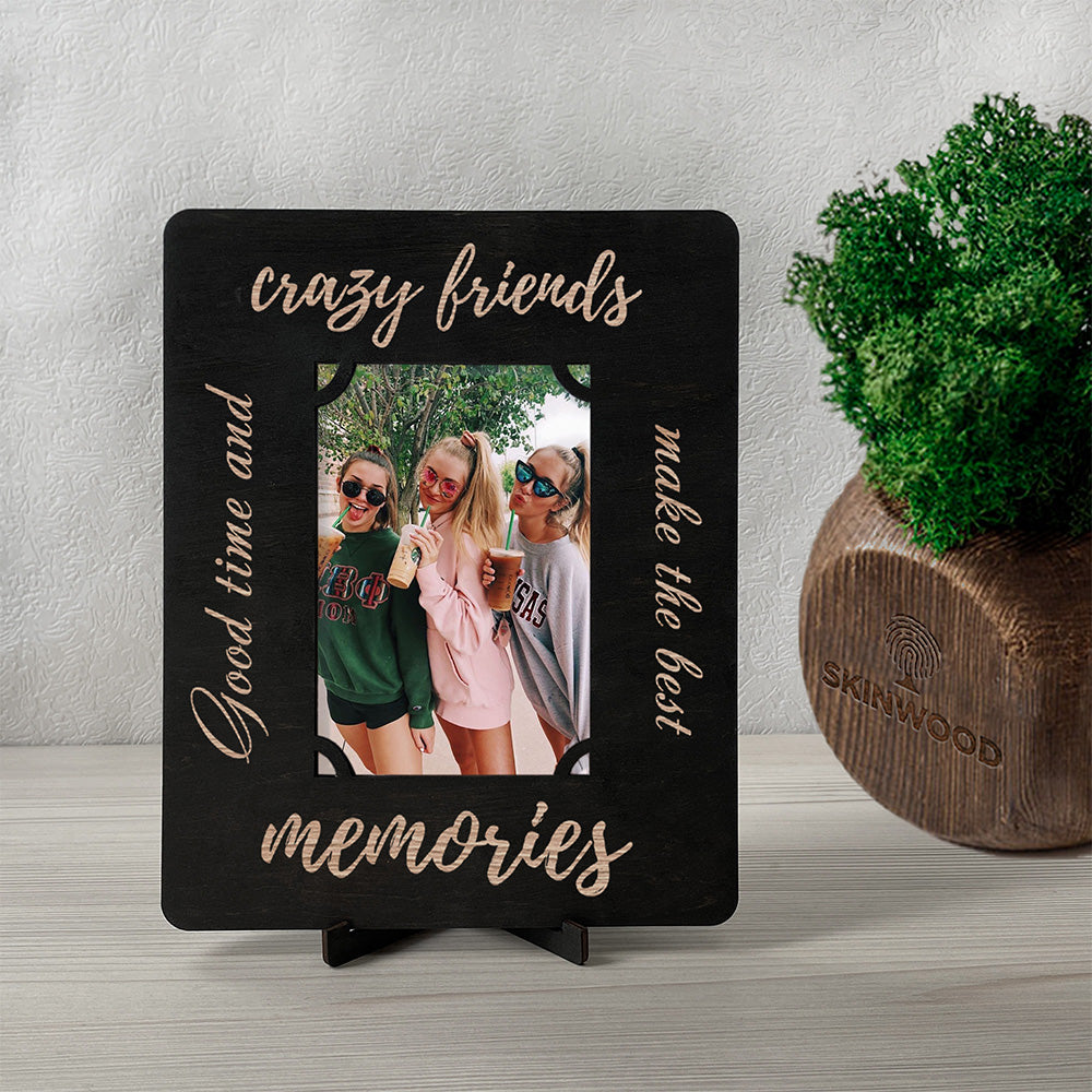 Wood Frame Best Friends engraved photo
