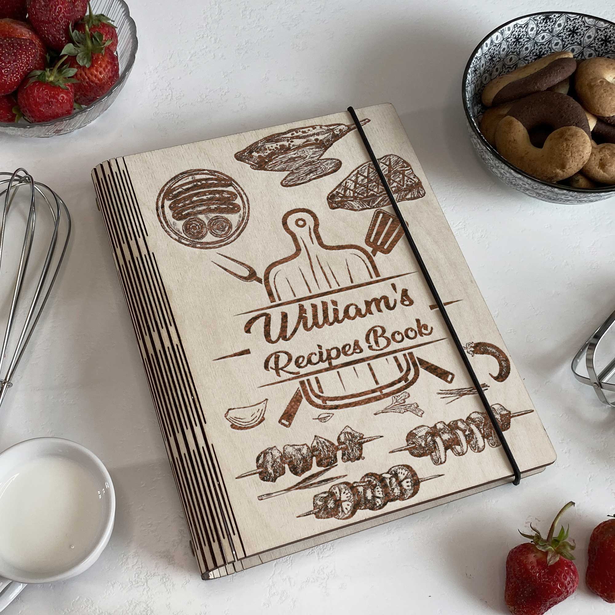 Wooden BBQ Recipe Book Free custom engraving