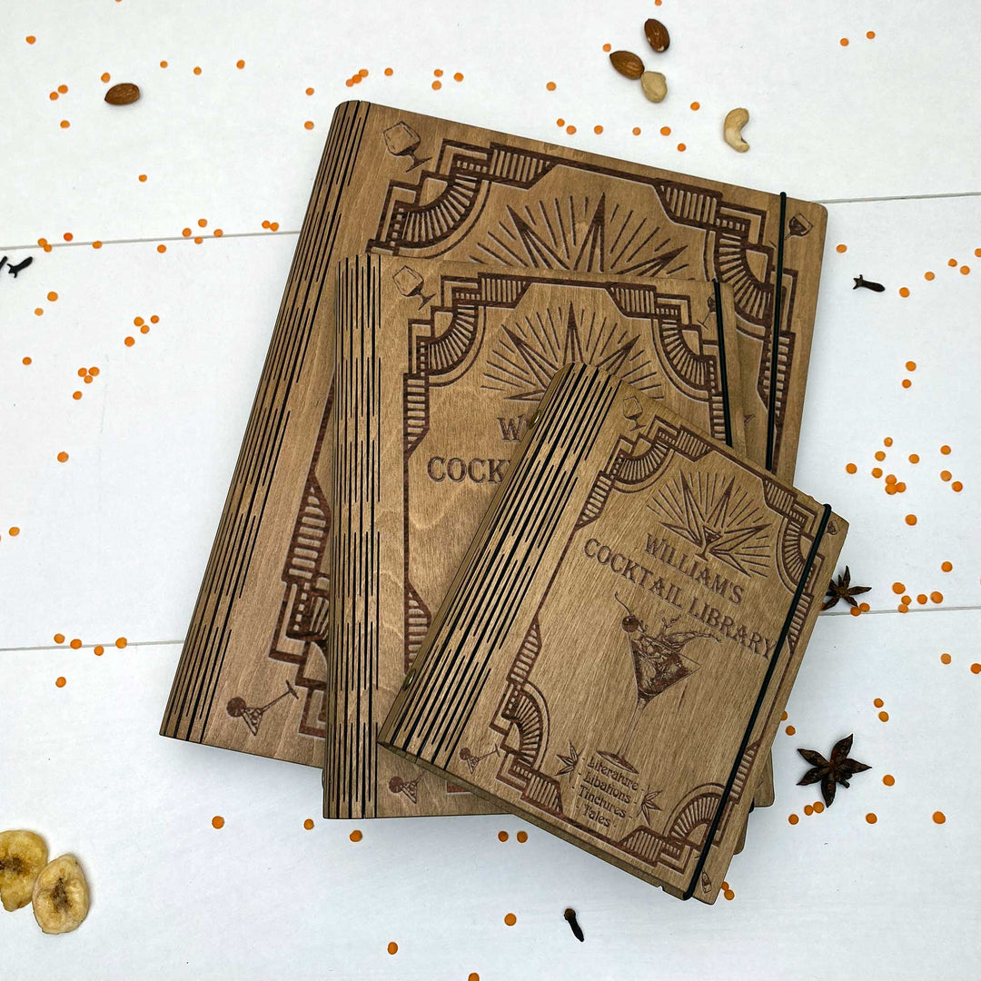 Wooden Cocktails Library Book Free custom engraving photo №12